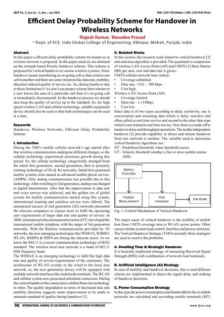 Efficient Delay Probability Scheme for Handover in Wireless ... - iject