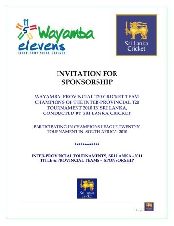 Download Link of Invitation for Sponsorship PDF - Sri Lanka Cricket