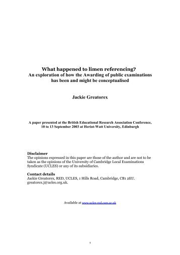 What happened to limen referencing? - Cambridge Assessment