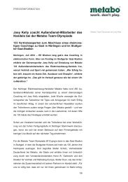 Joey Kelly coacht Außendienst-Mitarbeiter des ... - Metabo Newsroom