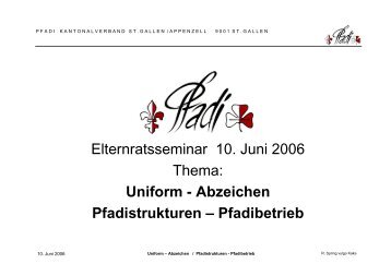 Uniform - Abzeichen Pfadistrukturen â Pfadibetrieb