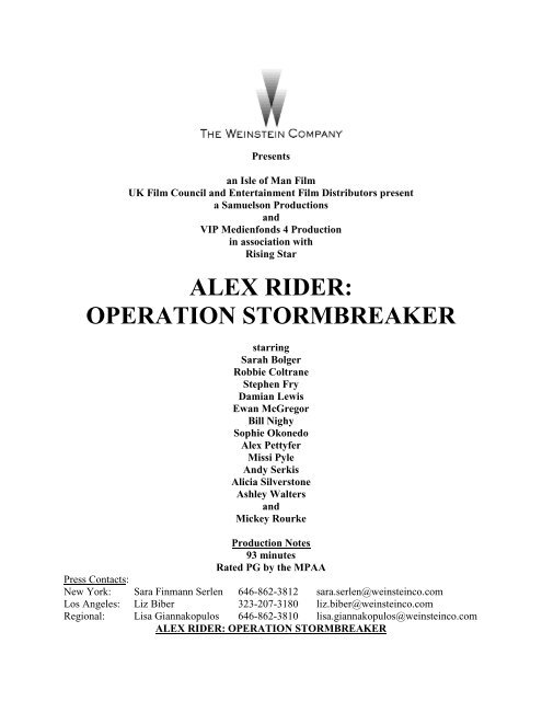 alex rider: operation stormbreaker - The Weinstein Company