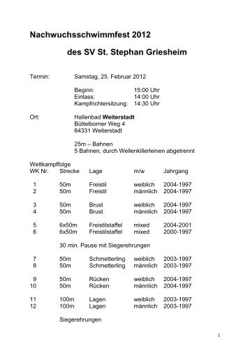 Ausschreibung - SG Weiterstadt