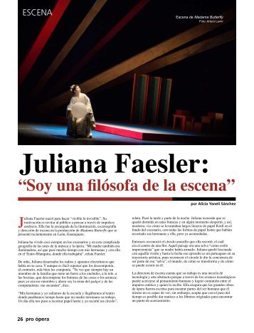 Juliana Faesler: âSoy una filÃ³sofa de la escenaâ - Pro Ãpera