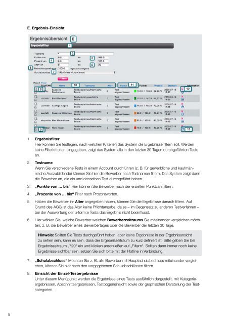 Das Online-Testsystem von u-form:e