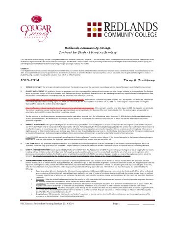 Housing Contract - Redlands Community College