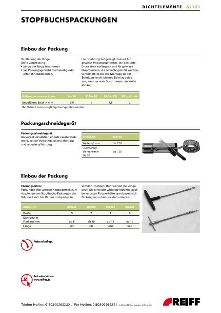 standardprogramm o-ringe - REIFF Technische Produkte