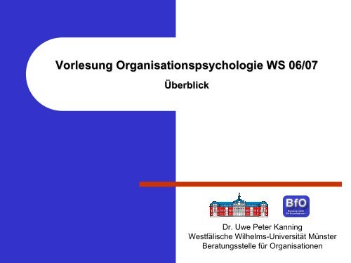 Vorlesung Organisationspsychologie WS 06/07