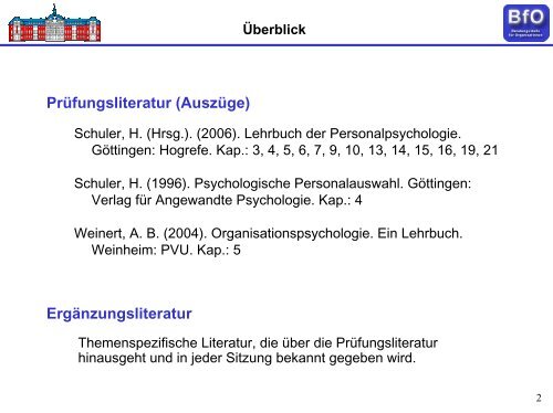 Vorlesung Organisationspsychologie WS 06/07