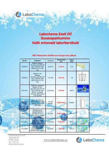 Labochema Eesti OÃ Sooduspakkumine Valik erinevaid ...