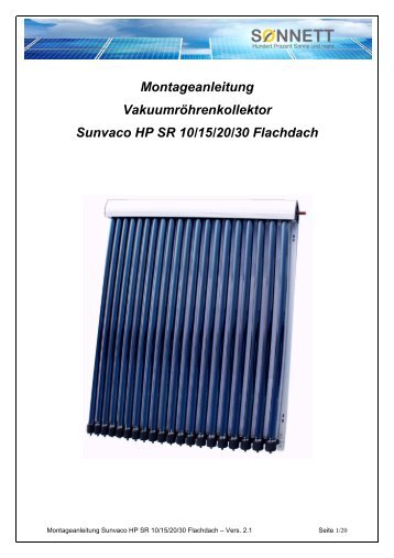 Montageanleitung HP SR Flachdach2011,2.1 - Sonnett GmbH & Co ...