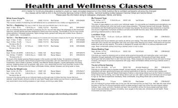 Health and Wellness Classes - Jamestown Community College