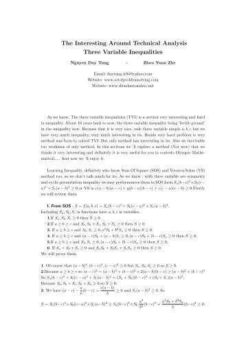 The Interesting Around Technical Analysis Three Variable Inequalities