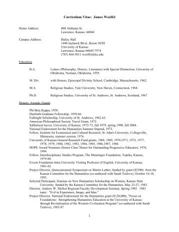 1 Curriculum Vitae: James Woelfel - Department of Philosophy ...