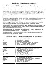 Tischtennis-Stadtmeisterschaften 2012 - BSV Neuburg
