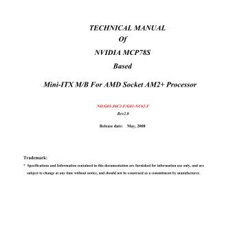 TECHNICAL MANUAL Of NVIDIA MCP78S ... - Jetway Computer