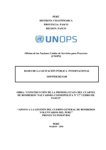 DOCUMENTOS ESTÃNDAR DE LICITACIÃN - UNOPS