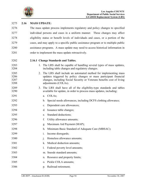 TABLE OF CONTENTS - Department of Public Social Services