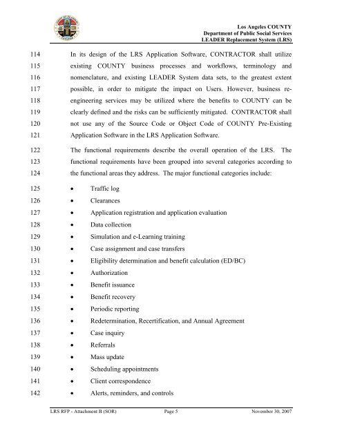 TABLE OF CONTENTS - Department of Public Social Services