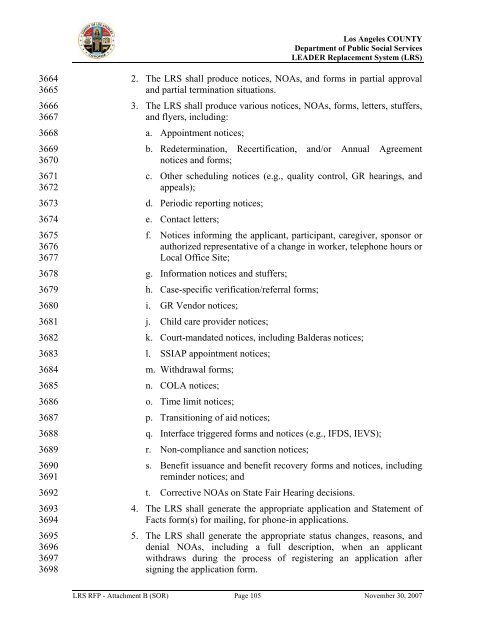 TABLE OF CONTENTS - Department of Public Social Services