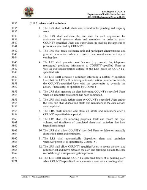 TABLE OF CONTENTS - Department of Public Social Services