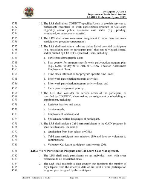 TABLE OF CONTENTS - Department of Public Social Services