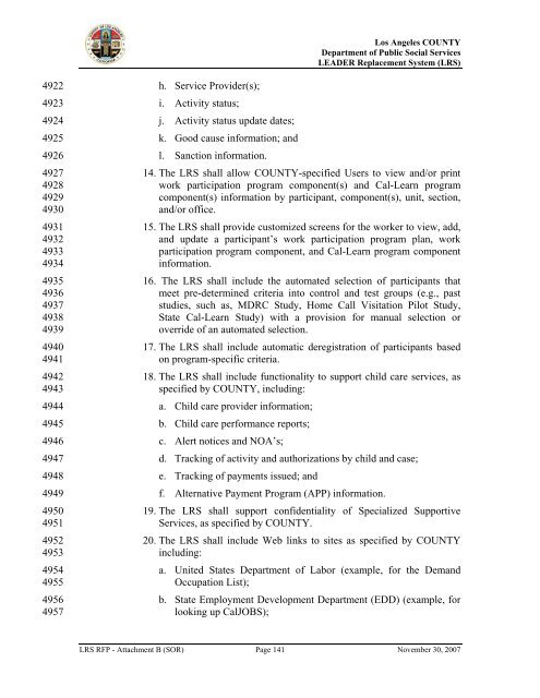 TABLE OF CONTENTS - Department of Public Social Services