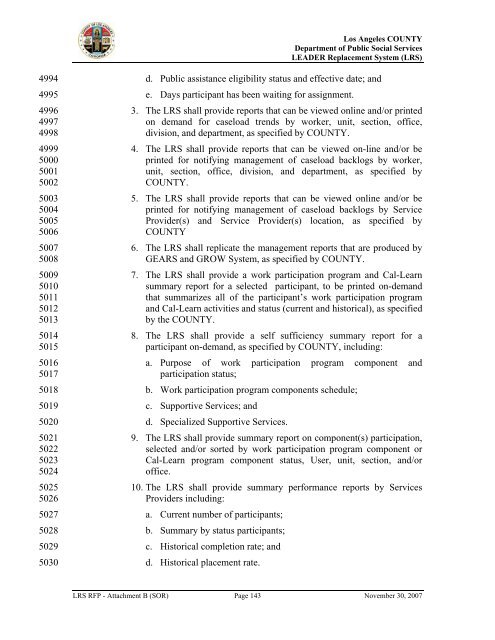 TABLE OF CONTENTS - Department of Public Social Services