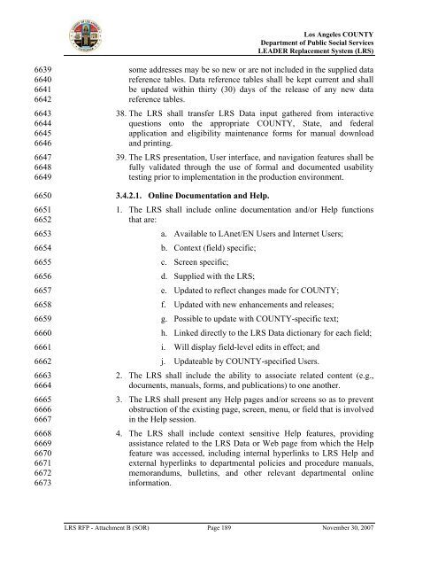 TABLE OF CONTENTS - Department of Public Social Services