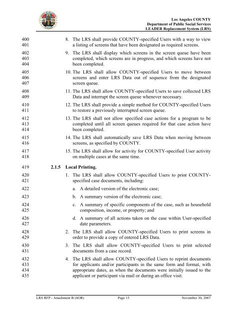 TABLE OF CONTENTS - Department of Public Social Services