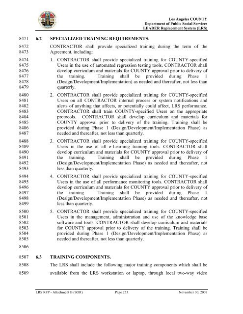 TABLE OF CONTENTS - Department of Public Social Services