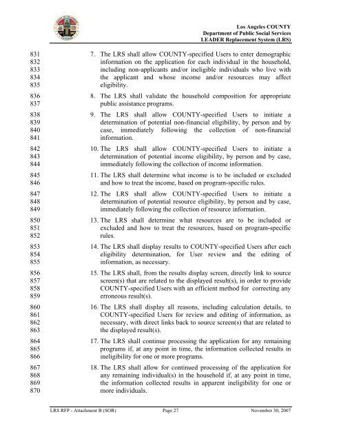 TABLE OF CONTENTS - Department of Public Social Services