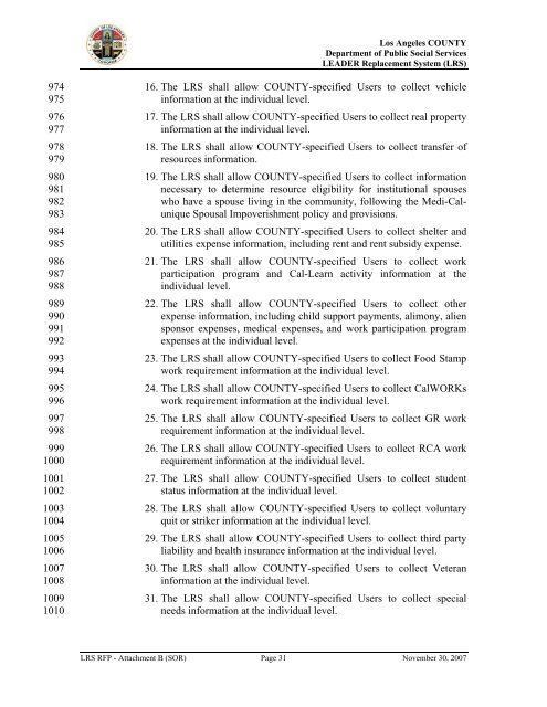 TABLE OF CONTENTS - Department of Public Social Services