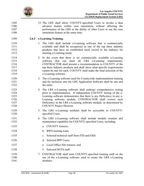 TABLE OF CONTENTS - Department of Public Social Services