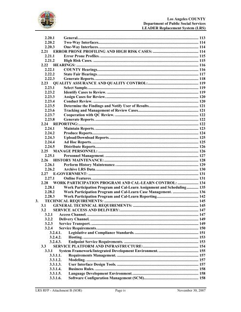 TABLE OF CONTENTS - Department of Public Social Services