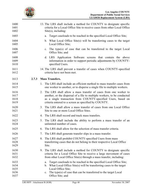 TABLE OF CONTENTS - Department of Public Social Services