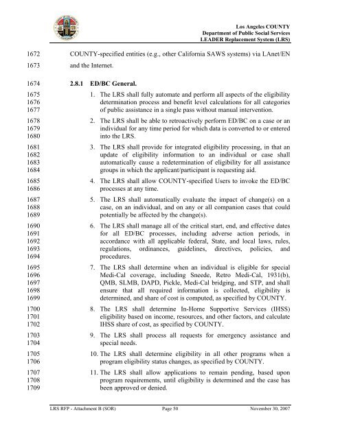 TABLE OF CONTENTS - Department of Public Social Services