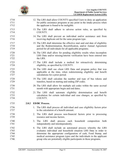 TABLE OF CONTENTS - Department of Public Social Services