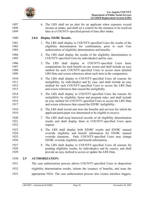 TABLE OF CONTENTS - Department of Public Social Services