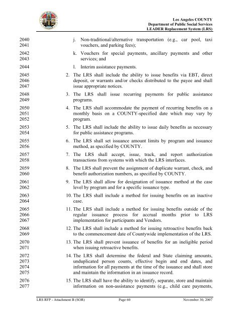 TABLE OF CONTENTS - Department of Public Social Services