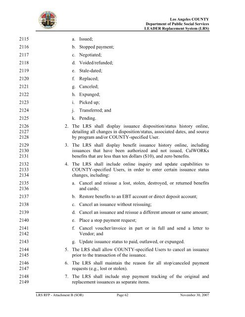 TABLE OF CONTENTS - Department of Public Social Services