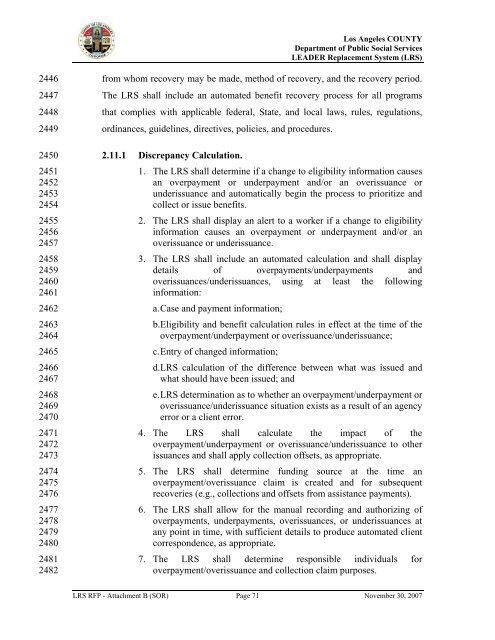 TABLE OF CONTENTS - Department of Public Social Services