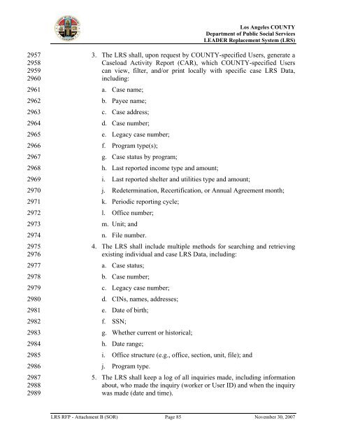 TABLE OF CONTENTS - Department of Public Social Services