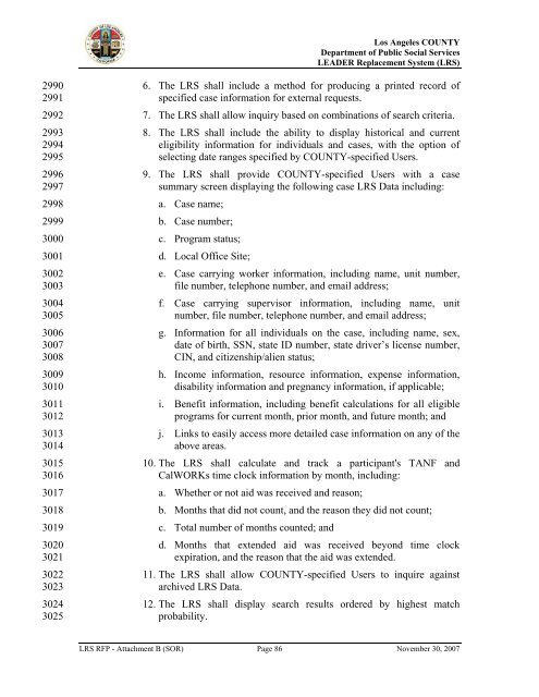 TABLE OF CONTENTS - Department of Public Social Services