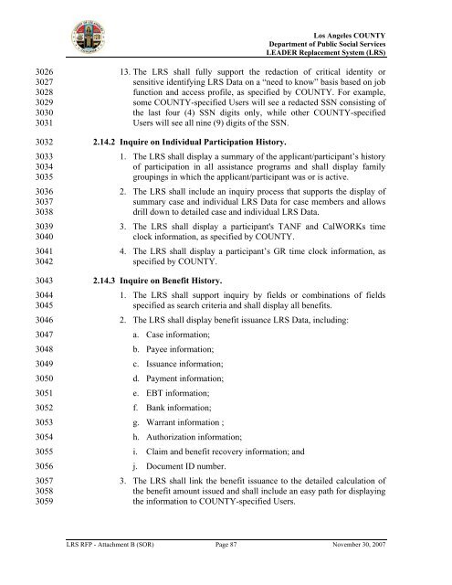 TABLE OF CONTENTS - Department of Public Social Services