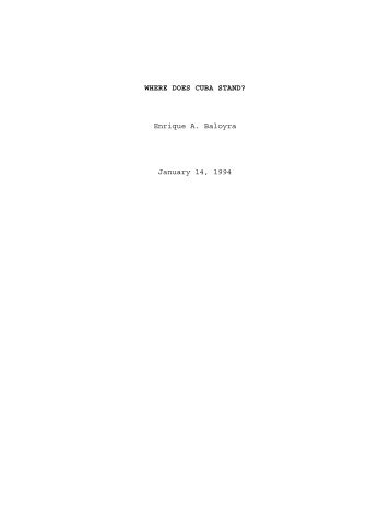 Where Does Cuba Stand? - Strategic Studies Institute - U.S. Army