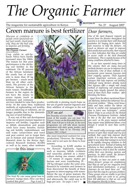 Green manure is best fertilizer - Infonet-Biovision