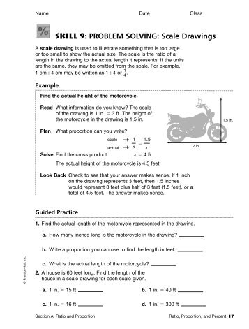 Skill 9: PROBLEM SOLVING: Scale Drawings