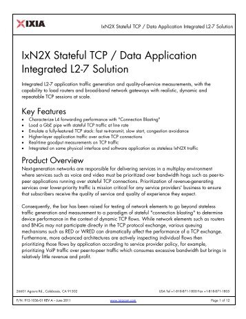 IxN2X Stateful TCP / Data Application Integrated L2-7 Solution - Ixia