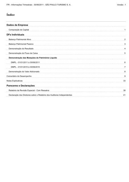 InformaÃ§Ãµes Trimestrais - 30/06/2011 - SÃ£o Paulo Turismo